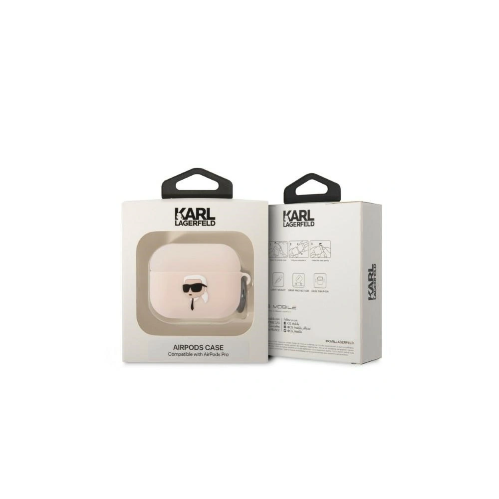 Etui Karl Lagerfeld KLAPRUNIKP Apple AirPods Pro cover różowy/pink Silicone Karl Head 3D