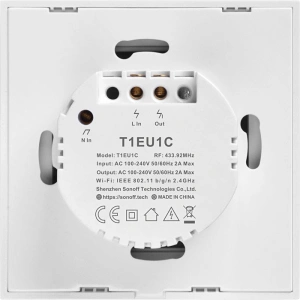 Buy Touch light switch WiFi + RF 433 Sonoff T1 EU TX (1-channel) white - SNF41 - {ean13} - Home Screen Store Europe