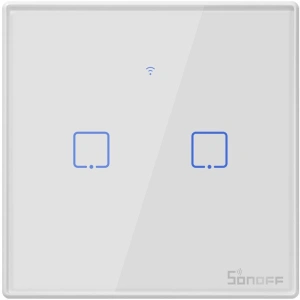 Buy Touch light switch WiFi + RF 433 Sonoff T2 EU TX (2-channel) white - SNF44 - {ean13} - Home Screen Store Europe