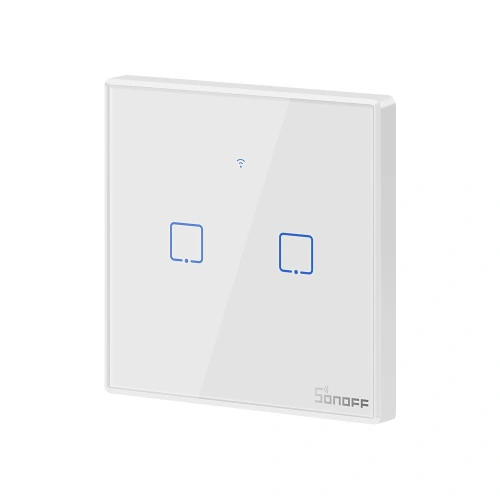 Buy Touch light switch WiFi + RF 433 Sonoff T2 EU TX (2-channel) white - SNF44 - {ean13} - Home Screen Store Europe