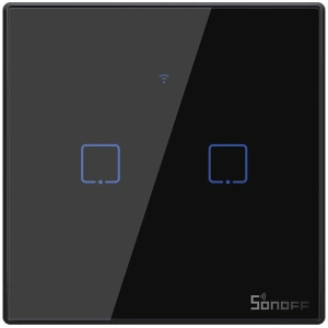 Buy Touch light switch WiFi + RF 433 Sonoff T3 EU TX (2-channel) black - SNF46 - {ean13} - Home Screen Store Europe