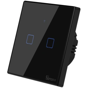 Buy Touch light switch WiFi + RF 433 Sonoff T3 EU TX (2-channel) black - SNF46 - {ean13} - Home Screen Store Europe