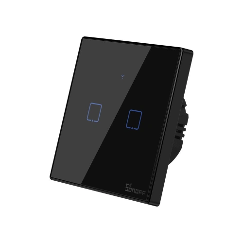 Buy Touch light switch WiFi + RF 433 Sonoff T3 EU TX (2-channel) black - SNF46 - {ean13} - Home Screen Store Europe