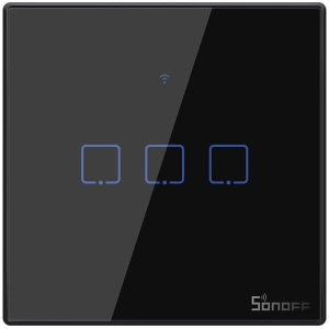 Buy Touch light switch WiFi + RF 433 Sonoff T3 EU TX (3-channel) black - SNF47 - {ean13} - Home Screen Store Europe