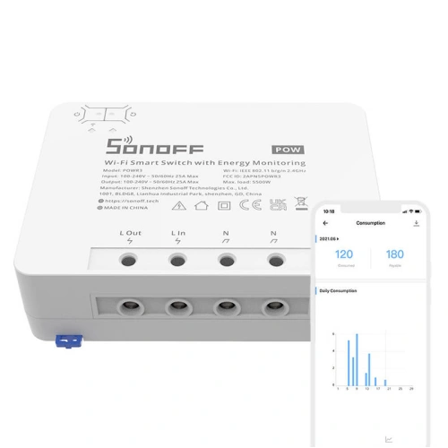 Kup Inteligentny przełącznik WiFi Sonoff POWR3 o dużej mocy - SNF72 - {ean13} - Sklep Home Screen
