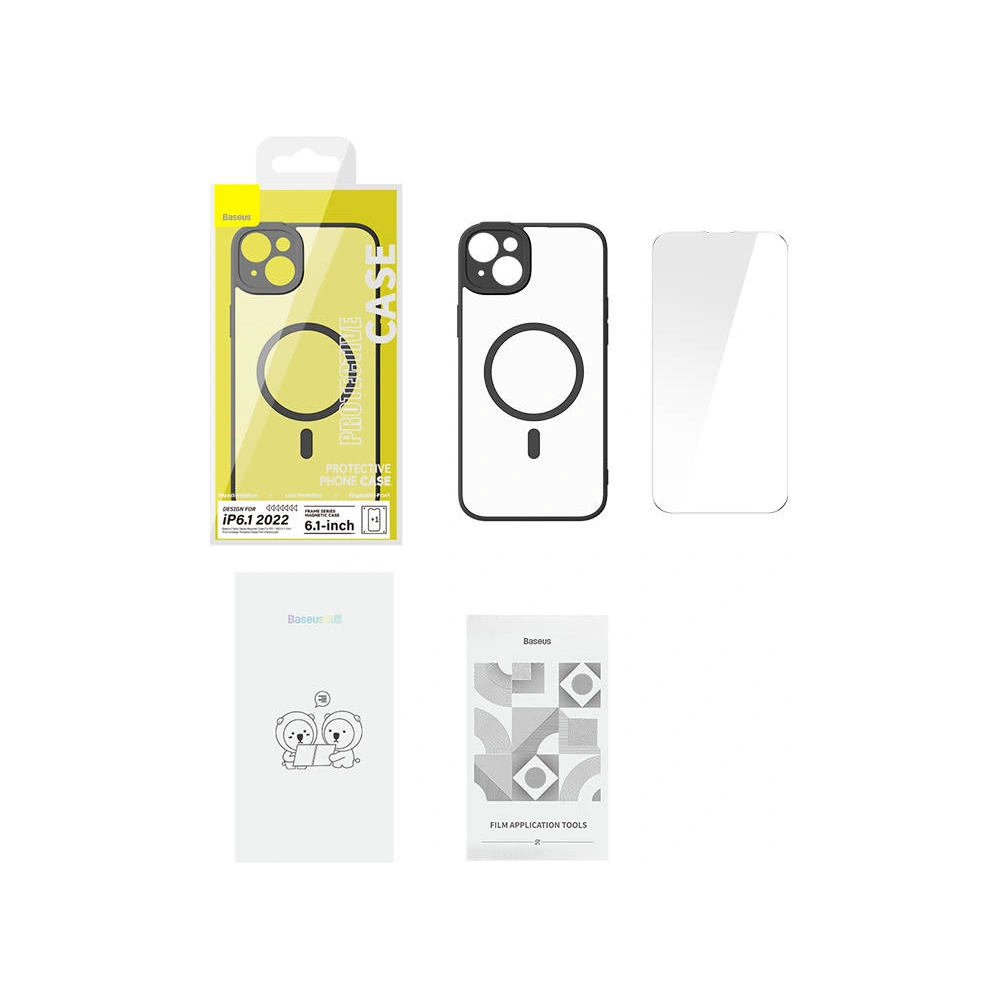 Zestaw etui + szkło Baseus Frame MagSafe Apple iPhone 14 (czarny)