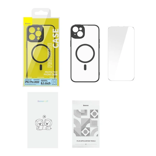 Kup Set Case + Glas Baseus Frame MagSafe Apple iPhone 14 Pro (schwarz) - BSU3919 - {ean13} - Sklep Home Screen