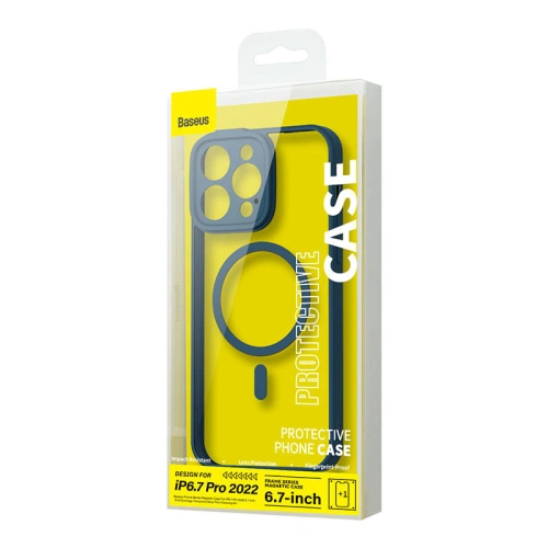 Kup Set mit Hülle + Glas Baseus Frame MagSafe Apple iPhone 14 Pro Max (blau) - BSU3920 - {ean13} - Sklep Home Screen