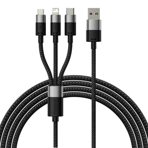 Kup Kábel Baseus StarSpeed 3w1 USB-A/USB-C - micro USB - Lightning, 3,5A, 1.2m (fekete) - BSU3937 - {ean13} - Sklep Home Screen