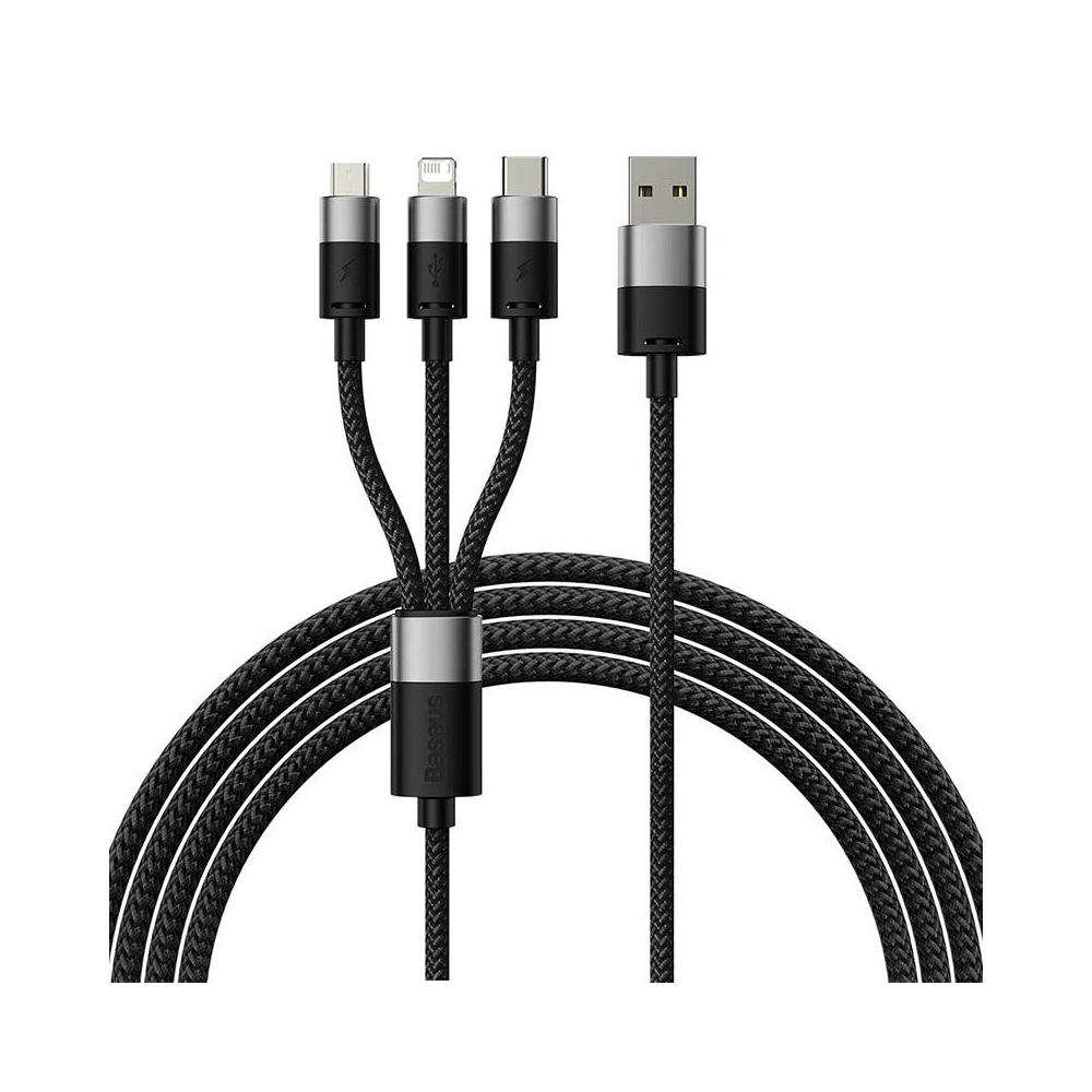 Kabel Baseus StarSpeed 3w1 USB-A/USB-C - micro USB - Lightning, 3,5A, 1.2m (czarny)