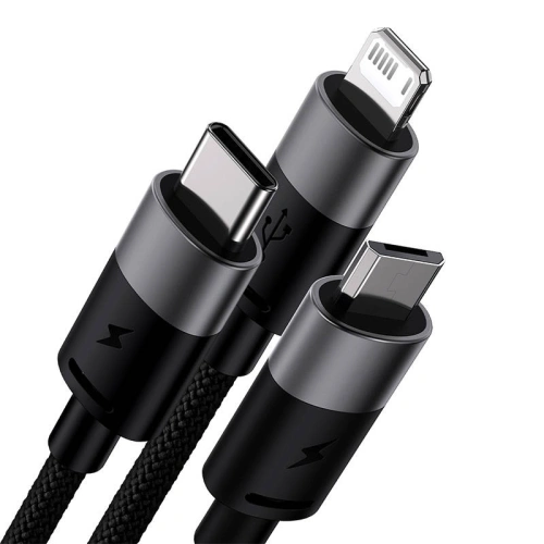 Kup Kabel Baseus StarSpeed 3w1 USB-A/USB-C - micro USB - Lightning, 3,5A, 1.2m (černý) - BSU3937 - {ean13} - Sklep Home Screen