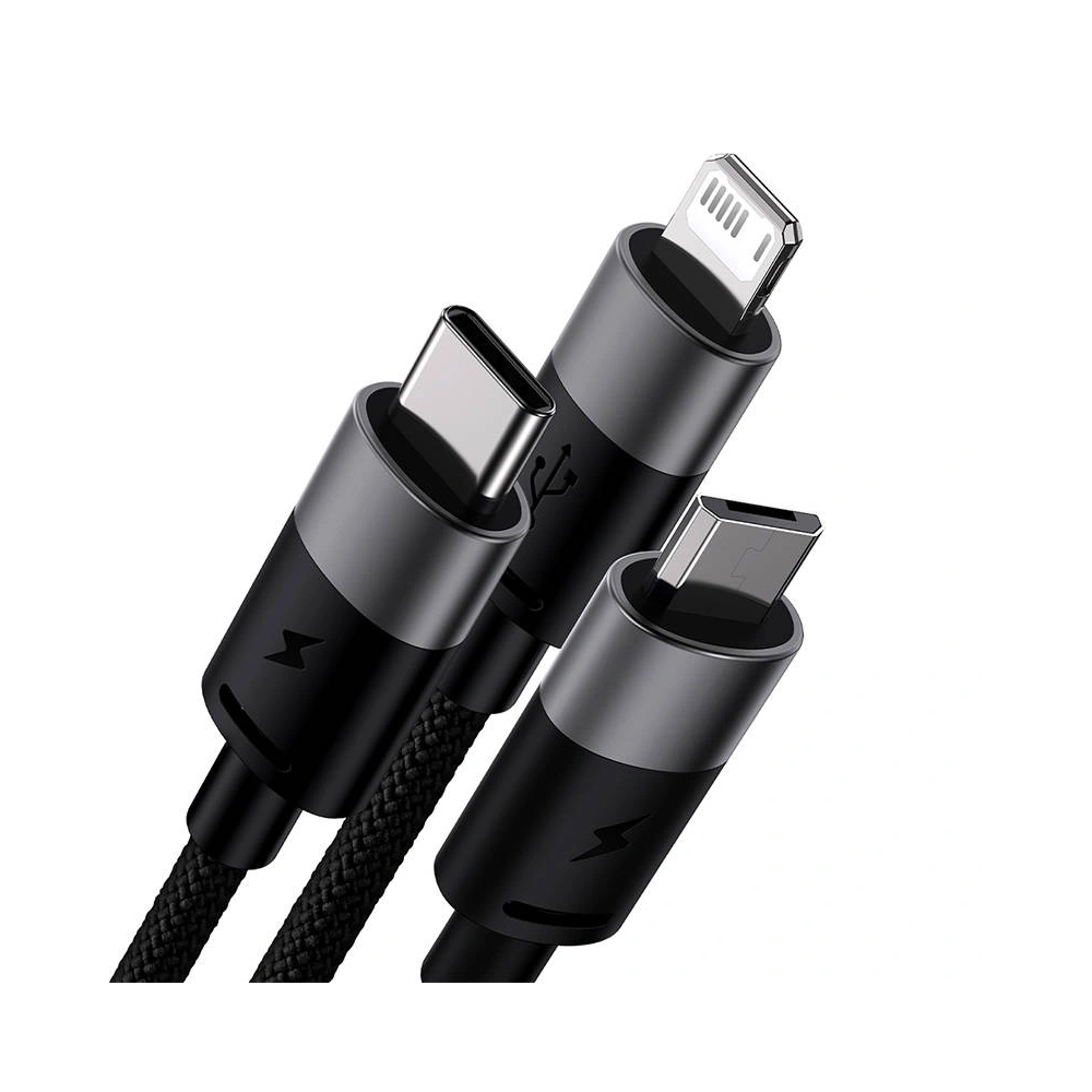 Kabel Baseus StarSpeed 3w1 USB-A/USB-C - micro USB - Lightning, 3,5A, 1.2m (czarny)