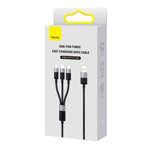 Kup Kábel Baseus StarSpeed 3w1 USB-A/USB-C - micro USB - Lightning, 3,5A, 1.2m (fekete) - BSU3937 - {ean13} - Sklep Home Screen