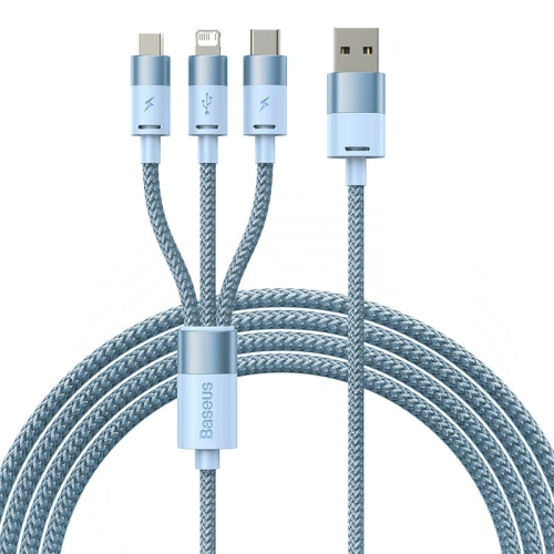 Kup Cablul Baseus StarSpeed 3w1 USB-A/USB-C - micro USB - Lightning, 3,5A, 1.2m (albastru) - BSU3938 - {ean13} - Sklep Home Screen
