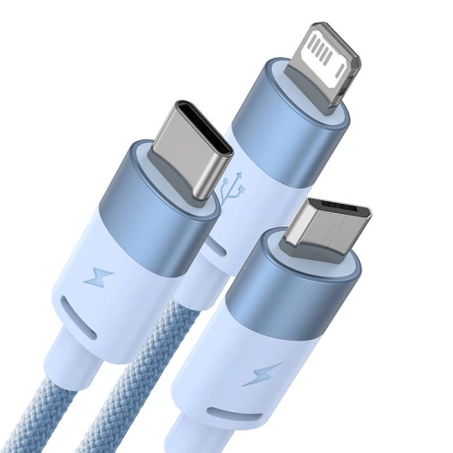 Kup Cablul Baseus StarSpeed 3w1 USB-A/USB-C - micro USB - Lightning, 3,5A, 1.2m (albastru) - BSU3938 - {ean13} - Sklep Home Screen