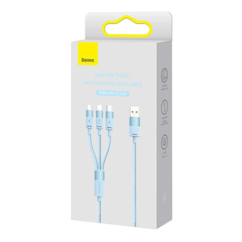 Kup Cablul Baseus StarSpeed 3w1 USB-A/USB-C - micro USB - Lightning, 3,5A, 1.2m (albastru) - BSU3938 - {ean13} - Sklep Home Screen