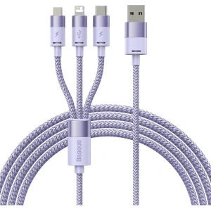 Kabel Baseus StarSpeed 3w1 USB-A/USB-C - micro USB - Lightning, 3,5A, 1.2m (fialový)
