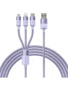 Cablul Baseus StarSpeed 3w1 USB-A/USB-C - micro USB - Lightning, 3,5A, 1.2m (violet)