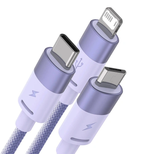 Kup Kabel Baseus StarSpeed 3w1 USB-A/USB-C - micro USB - Lightning, 3,5A, 1.2m (lila) - BSU3939 - {ean13} - Sklep Home Screen