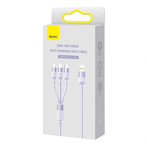 Kup Kabel Baseus StarSpeed 3w1 USB-A/USB-C - micro USB - Lightning, 3,5A, 1.2m (lila) - BSU3939 - {ean13} - Sklep Home Screen