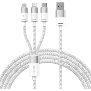 Kabel Baseus StarSpeed 3w1 USB-A/USB-C - micro USB - Lightning, 3,5A, 1.2m (bílý)
