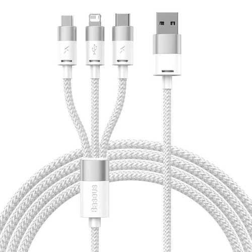 Kup Cablul Baseus StarSpeed 3w1 USB-A/USB-C - micro USB - Lightning, 3,5A, 1.2m (alb) - BSU3940 - {ean13} - Sklep Home Screen