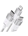 Kup Cablul Baseus StarSpeed 3w1 USB-A/USB-C - micro USB - Lightning, 3,5A, 1.2m (alb) - BSU3940 - {ean13} - Sklep Home Screen