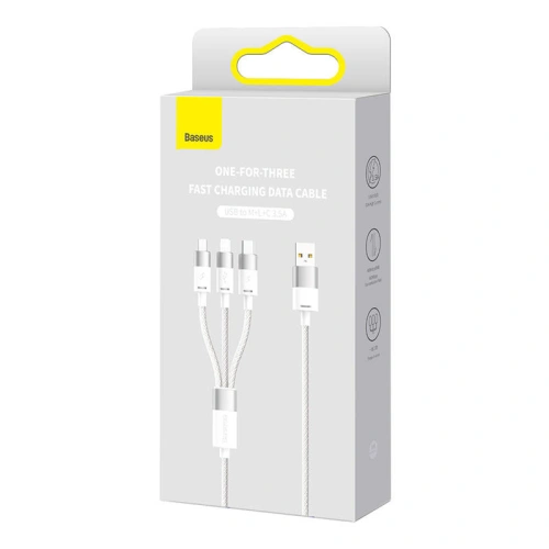 Kup Kabel Baseus StarSpeed 3w1 USB-A/USB-C - micro USB - Lightning, 3,5A, 1.2m (biały) - BSU3940 - {ean13} - Sklep Home Screen