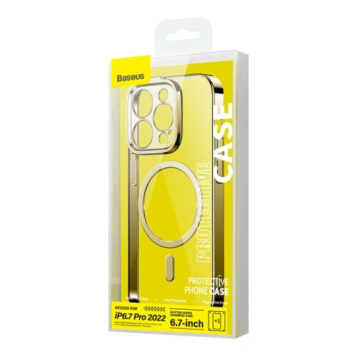 Kup Hülle + Glas Set Baseus Glitter MagSafe Apple iPhone 14 Pro Max (golden) - BSU3943 - {ean13} - Sklep Home Screen