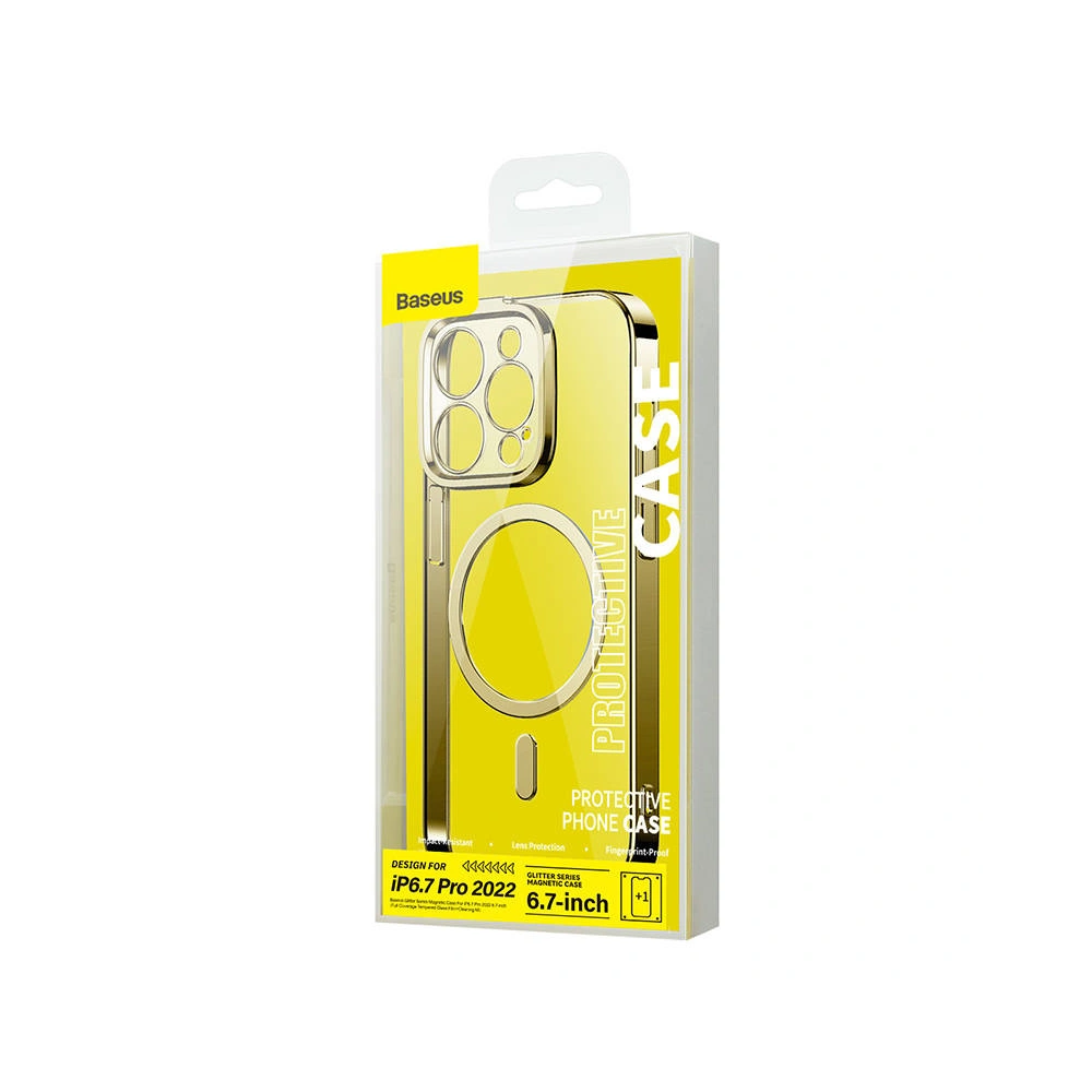 Zestaw etui + szkło Baseus Glitter MagSafe Apple iPhone 14 Pro Max (złote)