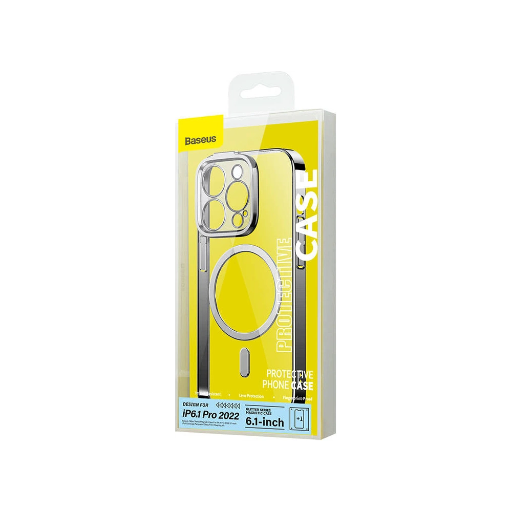 Zestaw etui + szkło Baseus Glitter MagSafe Apple iPhone 14 Pro (srebrne)