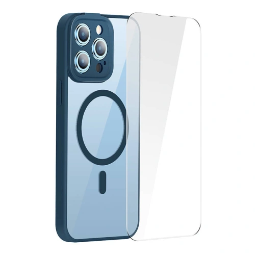 Kup Hülle + Glas Set Baseus Frame MagSafe Apple iPhone 14 Pro (blau) - BSU3957 - {ean13} - Sklep Home Screen