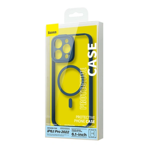 Kup Hülle + Glas Set Baseus Frame MagSafe Apple iPhone 14 Pro (blau) - BSU3957 - {ean13} - Sklep Home Screen
