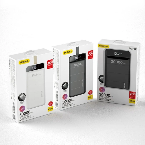 Kup [OUTLET] Powerbank Dudao 30000mAh 3xUSB lampka LED biały (K8s+) - OT-426 - {ean13} - Sklep Home Screen