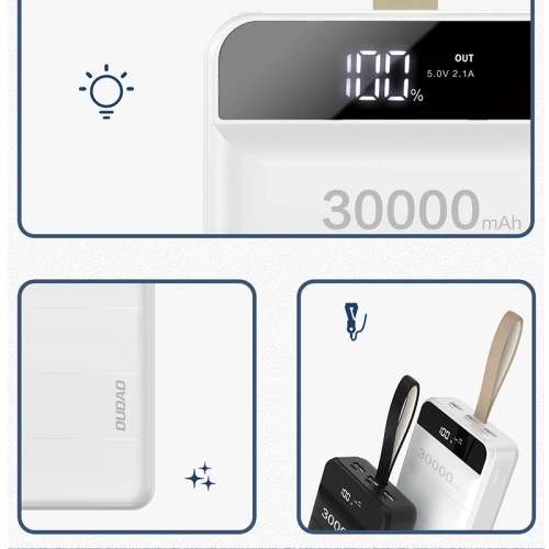 Kup [OUTLET] Powerbank Dudao 30000mAh 3xUSB lampka LED biały (K8s+) - OT-426 - {ean13} - Sklep Home Screen