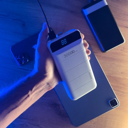 Kup [OUTLET] Powerbank Dudao 30000mAh 3xUSB lampka LED biały (K8s+) - OT-426 - {ean13} - Sklep Home Screen