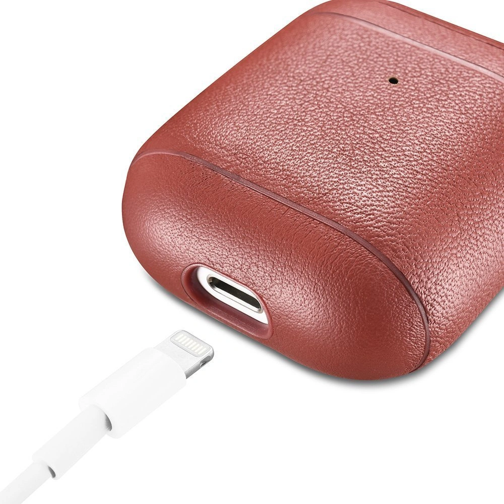 Etui iCarer Leather Nappa Apple AirPods 2/1 czerwony