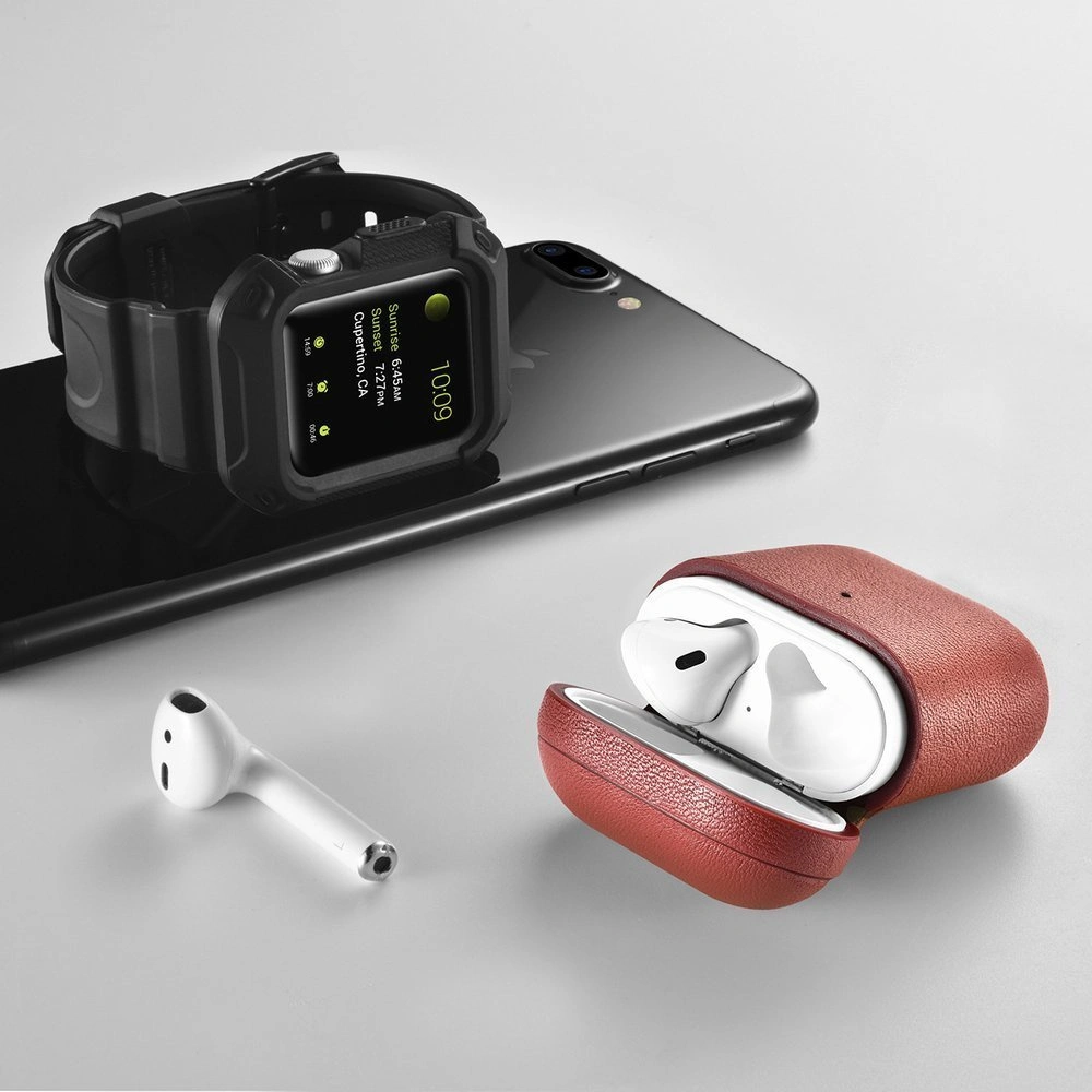 Etui iCarer Leather Nappa Apple AirPods 2/1 czerwony