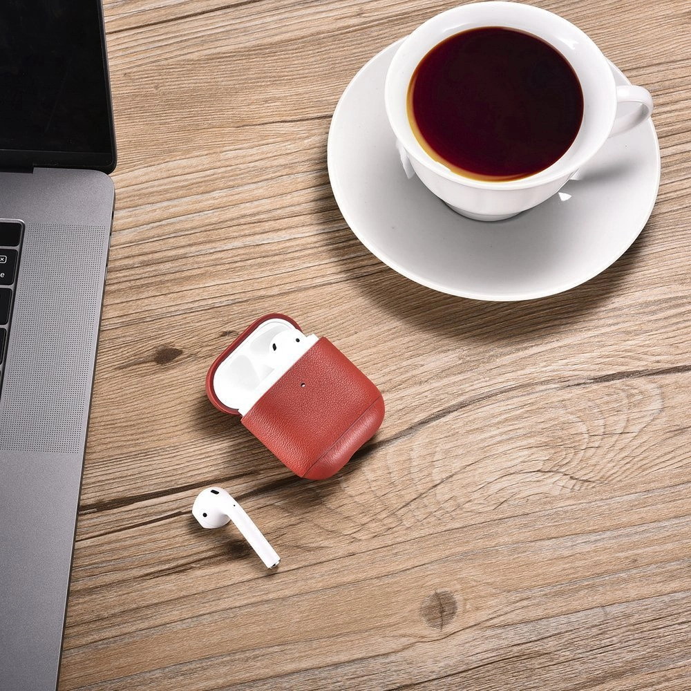 Etui iCarer Leather Nappa Apple AirPods 2/1 czerwony