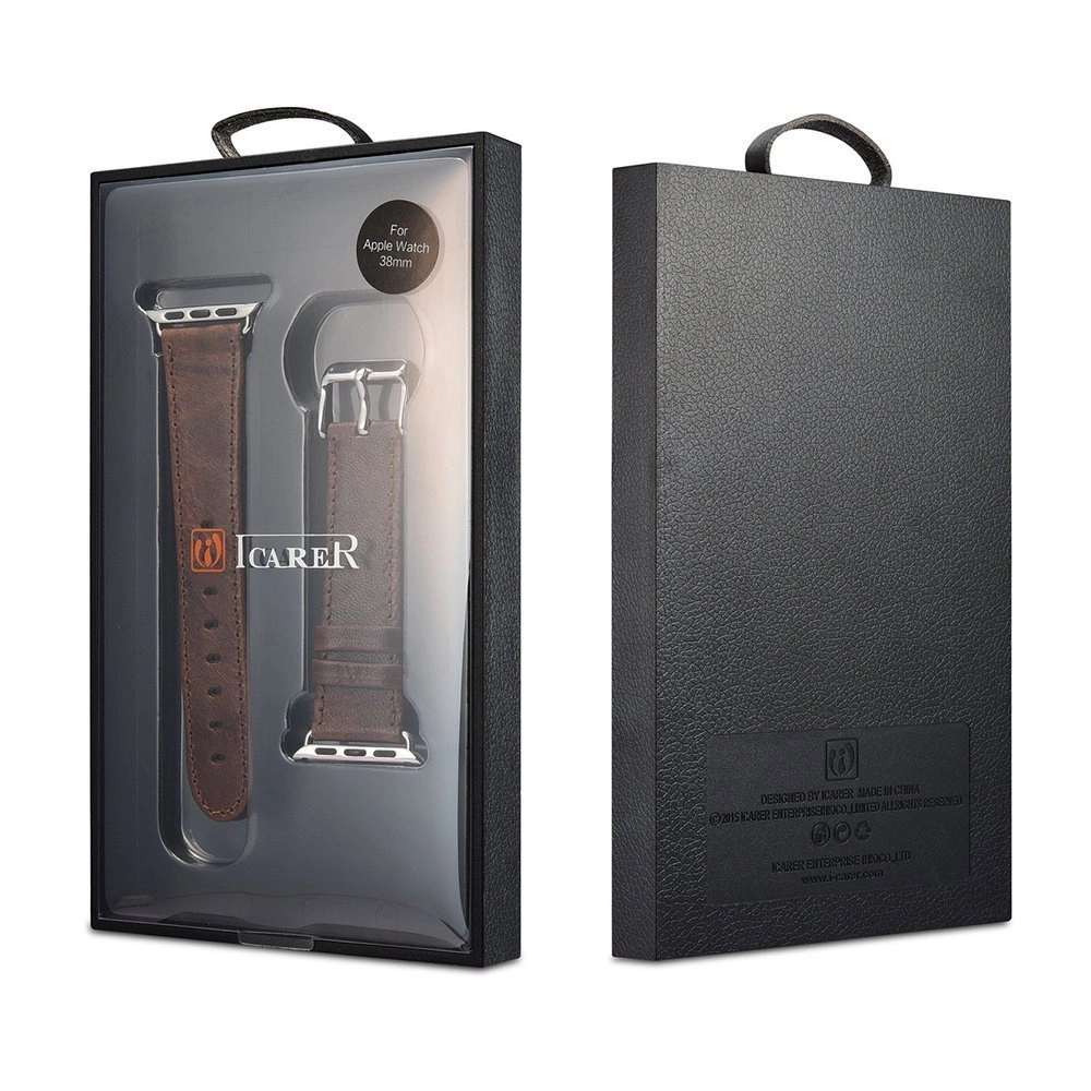 Pasek iCarer Leather Vintage Apple Watch 4/5/6/7/SE/8/9/10 40/41/42mm czerwony