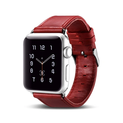 Kup Pasek iCarer Leather Vintage Apple Watch 4/5/6/7/SE/8/9/10 40/41/42mm piros - ICR254 - {ean13} - Sklep Home Screen