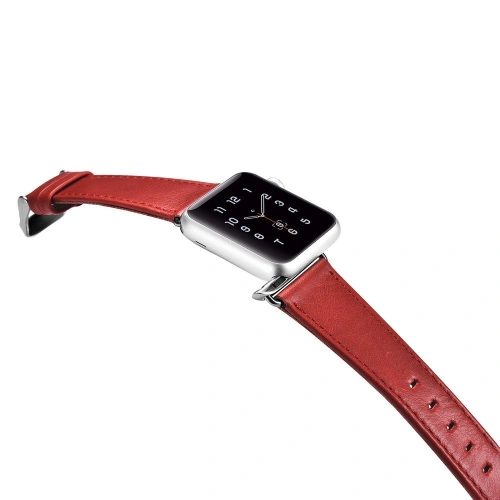 Kup Pasek iCarer Leather Vintage Apple Watch 4/5/6/7/SE/8/9/10 40/41/42mm piros - ICR254 - {ean13} - Sklep Home Screen