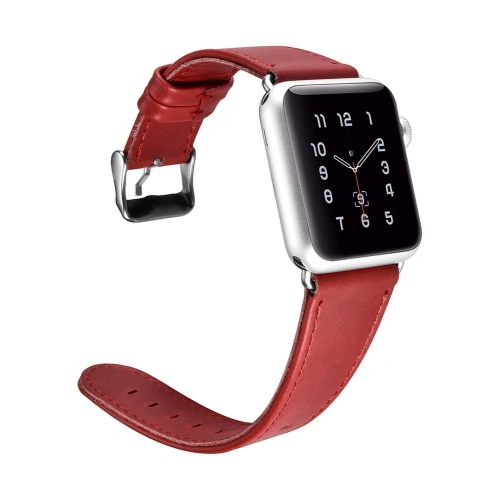 Kup Pasek iCarer Leather Vintage Apple Watch 4/5/6/7/SE/8/9/10 40/41/42mm piros - ICR254 - {ean13} - Sklep Home Screen