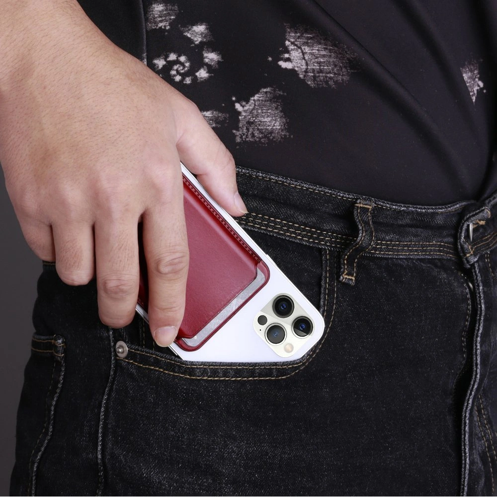 Kieszeń na karty MagSafe iCarer Leather czerwony