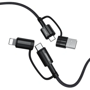 Kup Kabel Joyroom 4w1 USB-C/USB-A - USB-C/Lithtning Quick Charge Power Delivery 3 A 60 W 1,2 m černý (S-1230G3) - JYR557 - {ean13} - Sklep Home Screen