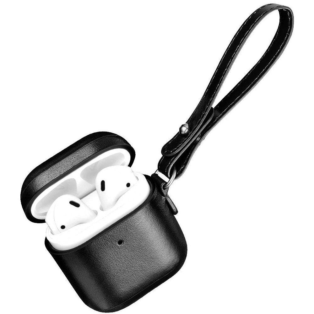 Etui iCarer Leather Vintage Apple AirPods 2/1 + pasek czarny
