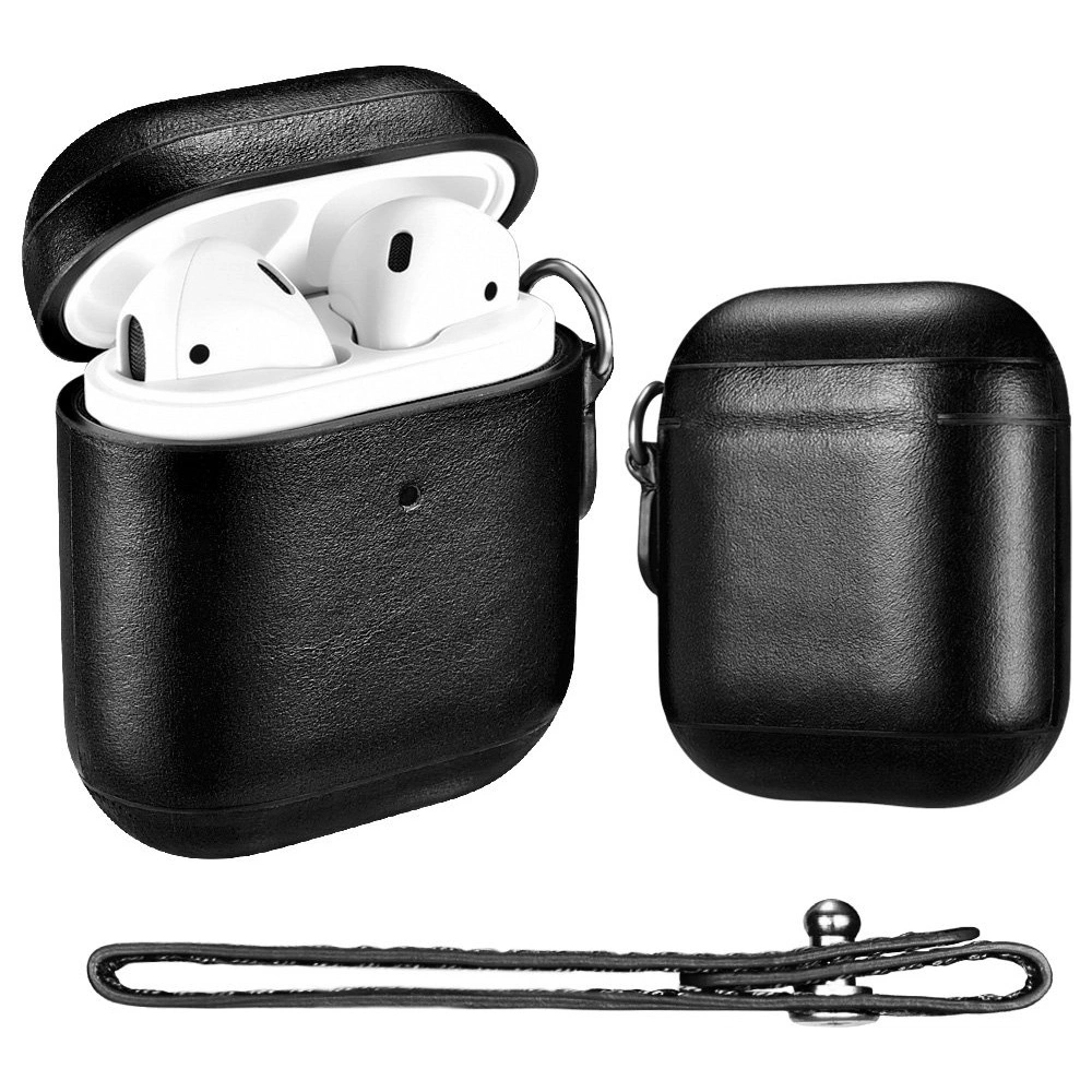 Etui iCarer Leather Vintage Apple AirPods 2/1 + pasek czarny