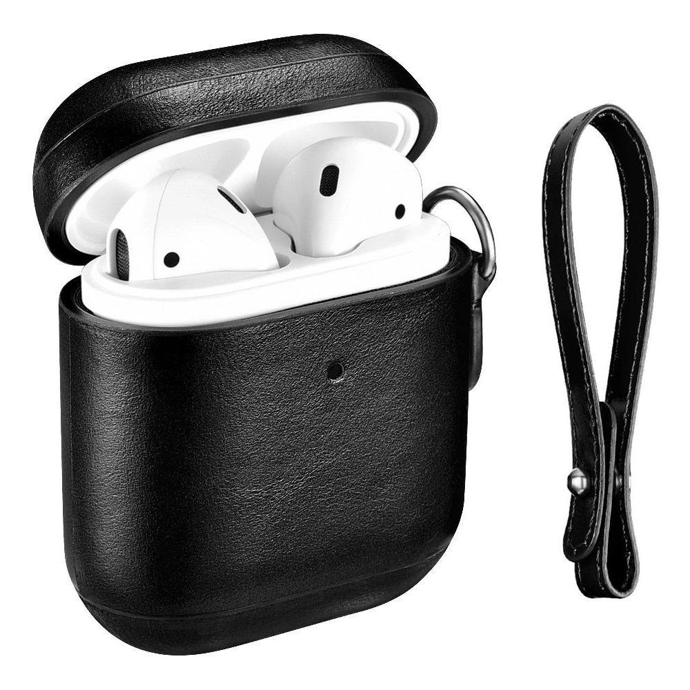 Etui iCarer Leather Vintage Apple AirPods 2/1 + pasek czarny