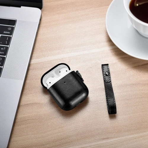 Kup Case iCarer Leder Vintage Apple AirPods 2/1 + schwarzes Band - ICR257 - {ean13} - Sklep Home Screen