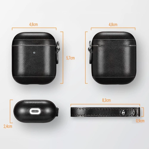 Kup Case iCarer Leder Vintage Apple AirPods 2/1 + schwarzes Band - ICR257 - {ean13} - Sklep Home Screen